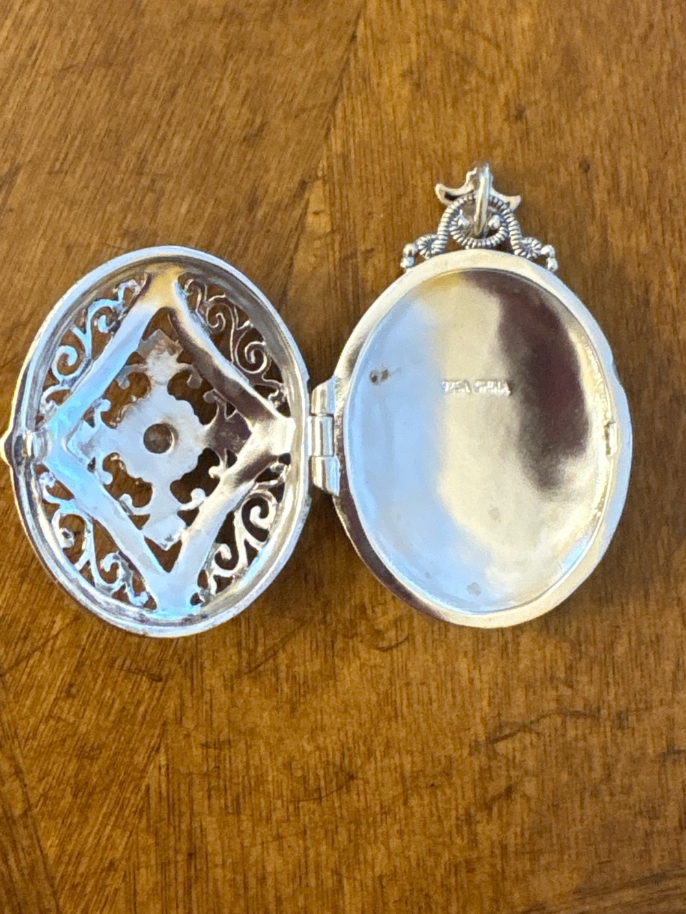 Vintage 925 Sterling Silver Marcasite Pearl Locket Pendant Gothic 1.75” - Picture 7 of 15